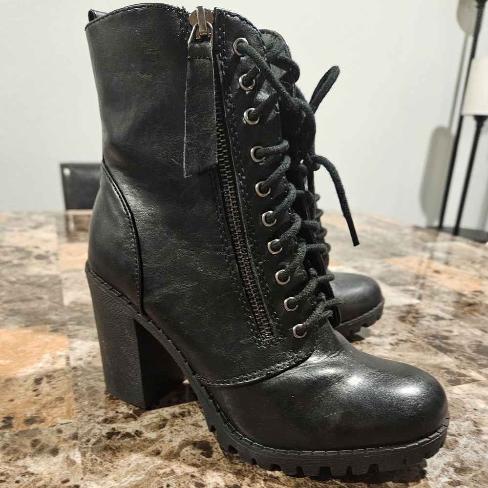 Heeled combat boots